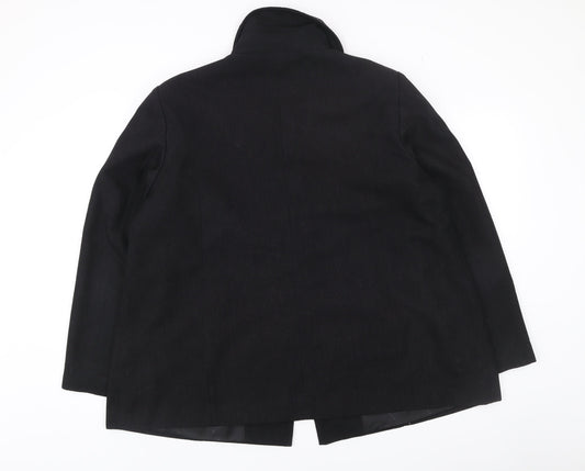 Wardrobe Women’s Black Mid-Length Coat Size Regular Collared Buttoned
