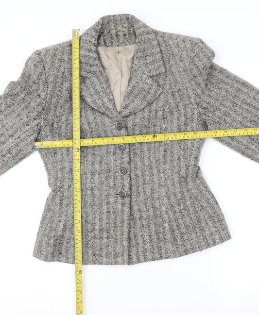 Principles Women’s Grey Petite Wool Blend Bouclé Blazer Jacket Size 14