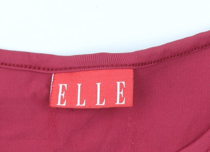 ELLE Women’s Red Logo T-Shirt Size M Short Sleeve Stretchy Top
