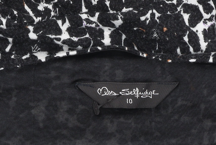 Miss Selfridge Women’s Black Animal Print Bodycon Dress Size 10