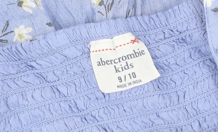 Abercrombie Kids Girls Blue Floral Playsuit Size 9-10 Years Summer Casual