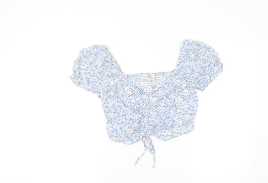Womens UK Size M Hollister Blue Cropped Blouse