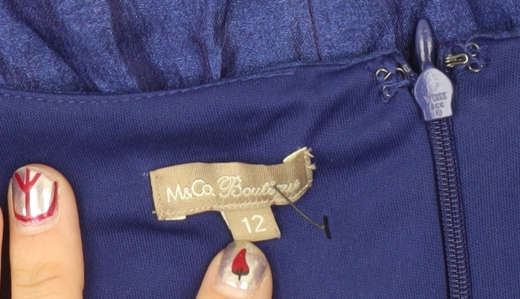 M&Co Boutique Women’s Blue V-Neck Sheath Dress Size 12 Formal Cocktail