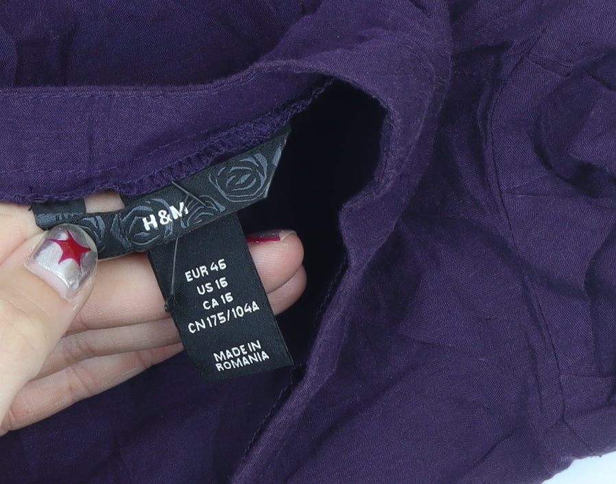 Womens UK Size 18 H&M Purple Tunic Blouse