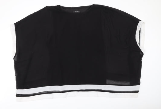 Evans Womens Plus Size 26/28 Black White Colourblock Chiffon Blouse