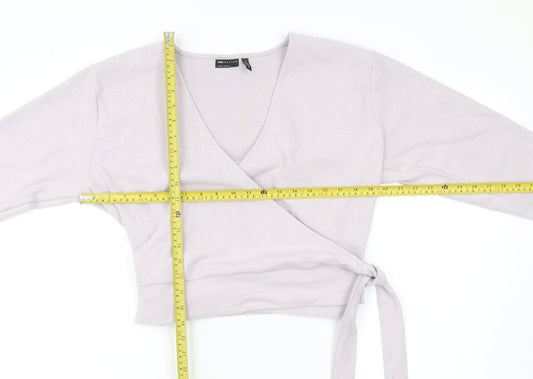 Womens UK Size 10 ASOS Design Grey Wrap Blouse