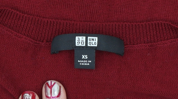 Womens UK Size XS Uniqlo Red Basic T-Shirt