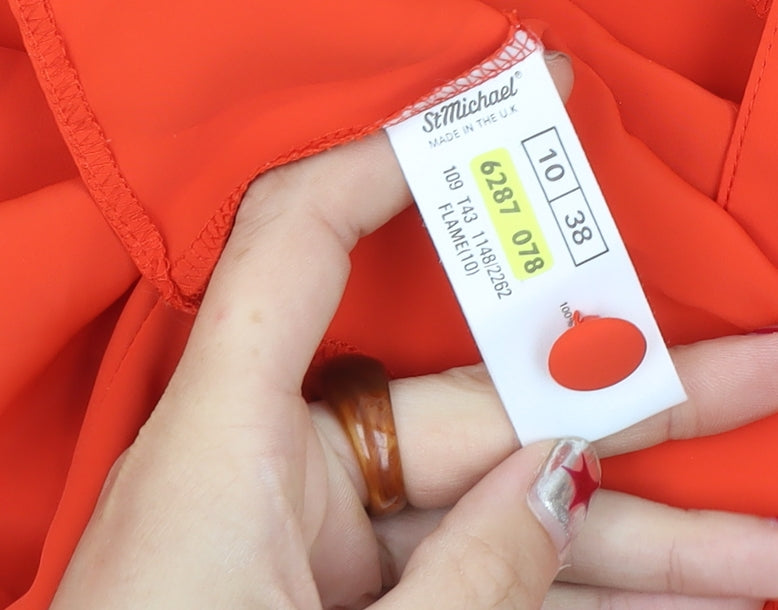 Womens UK Size 10 Marks and Spencer Orange Classic Blouse