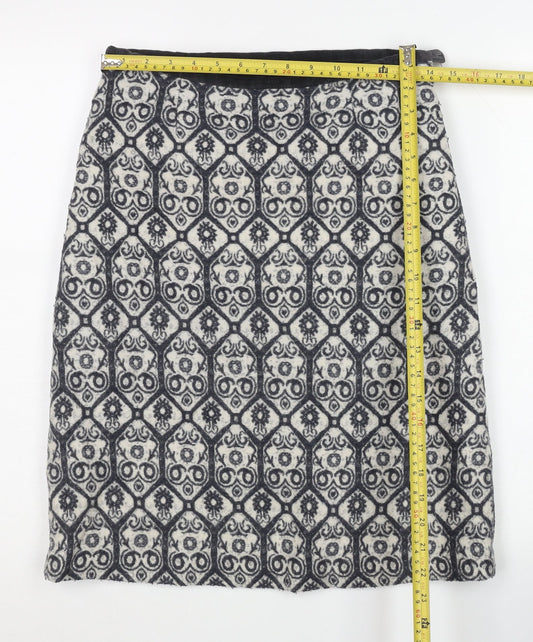Laura Ashley Women’s Black Geometric Wool Mix Pencil Skirt UK 8