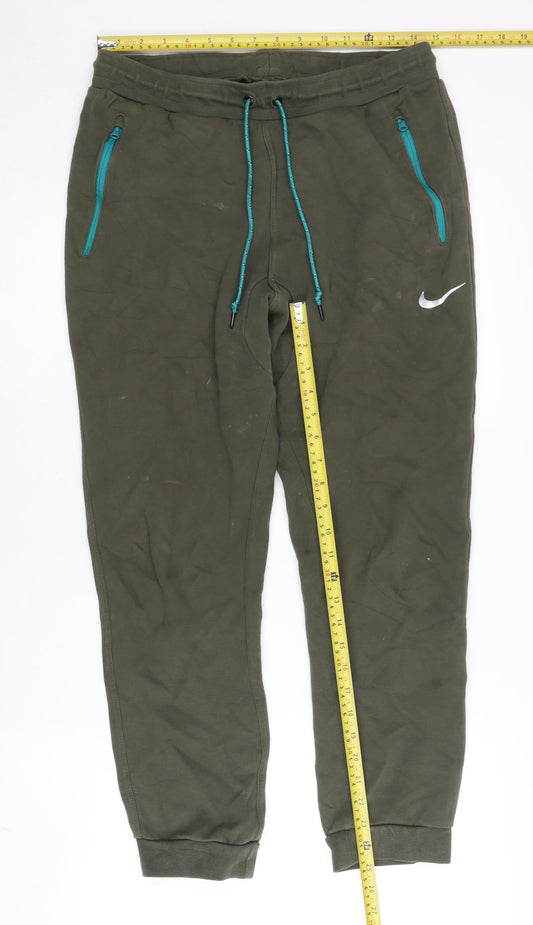 Nike Men’s Green Jogger Trousers L Sportswear Cotton Blend
