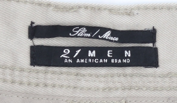 21 Men Slim Fit Beige Chino Shorts Size 32 Cotton Casual