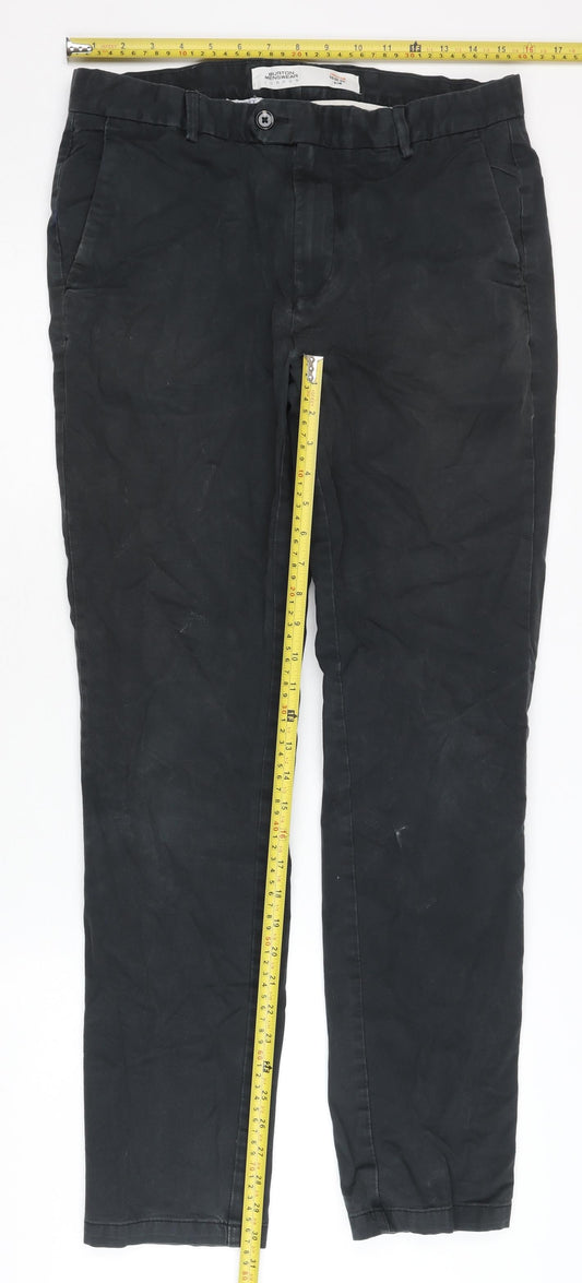 Burton Menswear Black Slim Fit Chino Trousers Men’s 32L Waist 32 in