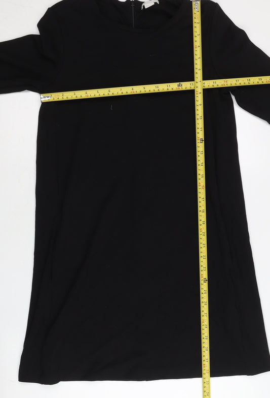 H&M Women’s Black Shift Dress Size 8 Short Sleeve Round Neck