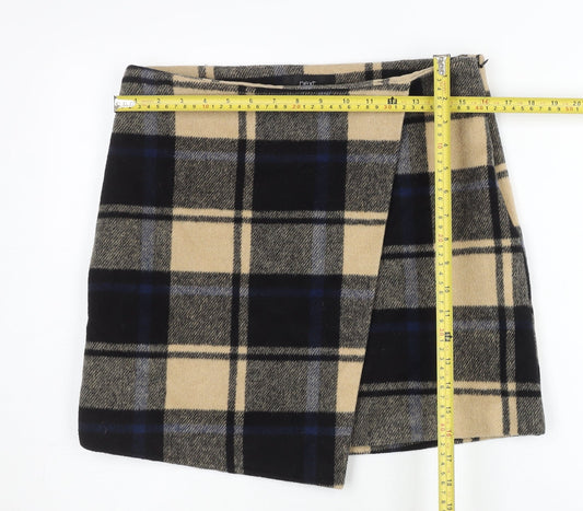 Next Women’s Multicoloured Plaid Wrap Short Skirt Size 10 Wool Blend