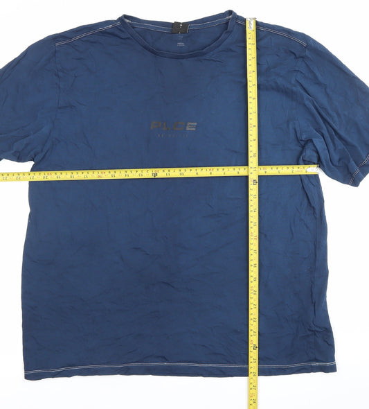 883 Police Mens Blue 2XL Cotton Crew Neck Short Sleeve T-Shirt