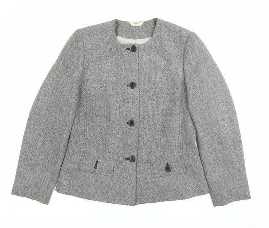 Happit Womens Grey Size 12 Single-Breasted Blazer Jacket