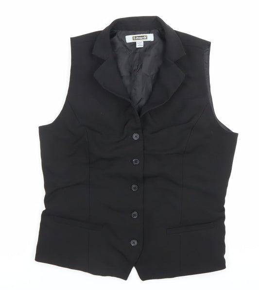 Edwards Womens Black Waistcoat S Regular Fit 5-Button Workwear Vest