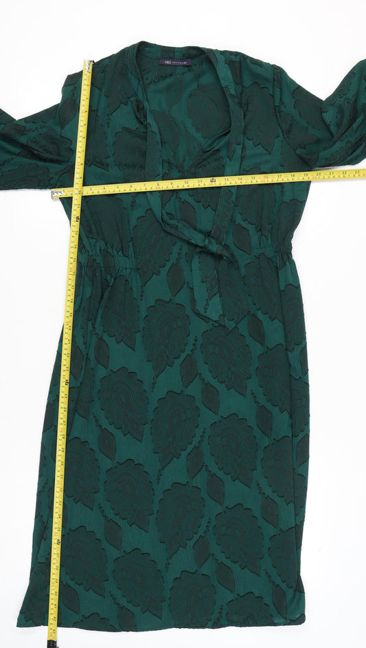 Marks and Spencer Women’s Green Knee Length Wrap Dress Size 12