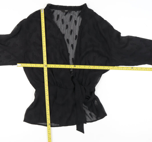 Womens UK Size 8 NEXT Black Wrap Blouse
