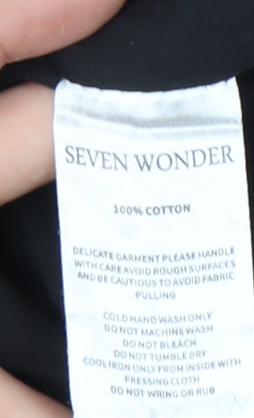Seven Wonders Women’s Black Size 8 One Shoulder Puff Sleeve Cotton Bodycon Midi Dress