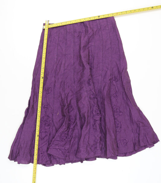 Marks and Spencer Women’s Purple Linen A-Line Midi Skirt Size 10