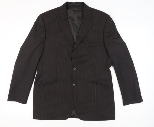 Next Men’s Brown 42R Pinstripe Wool Blend Blazer Jacket