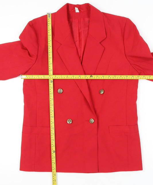 C&A Women Red Size 14 Double-Breasted Blazer Jacket