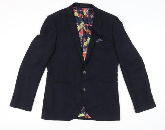 Moss London Men's Blue Blazer Jacket 38 Regular Polyester Viscose