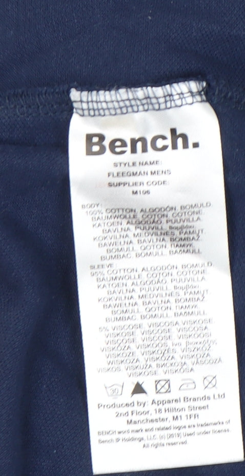 Bench Mens Blue Grey Colourblock Polo Shirt Size L Regular Fit