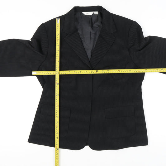 Next Womens Black Pinstripe Blazer UK 18 Regular Fit Work Jacket