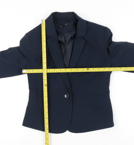 Topshop Women’s Blue Blazer UK 10 Regular Fit One Button Tailored Jacket