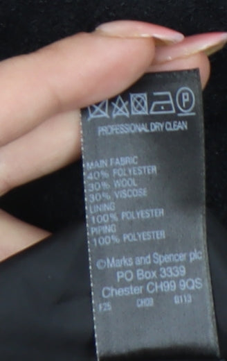 Marks and Spencer Women Black Size 12 Pencil Skirt Wool Blend