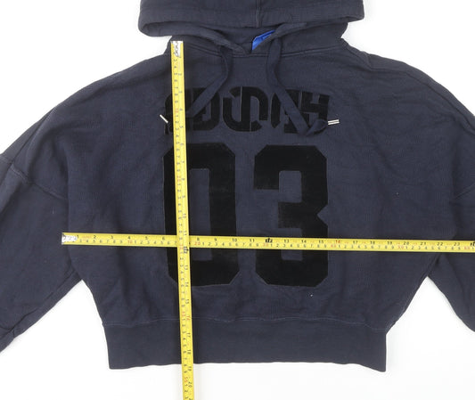 Adidas Womens Blue Cotton Pullover Hoodie Size 10 Long Sleeve