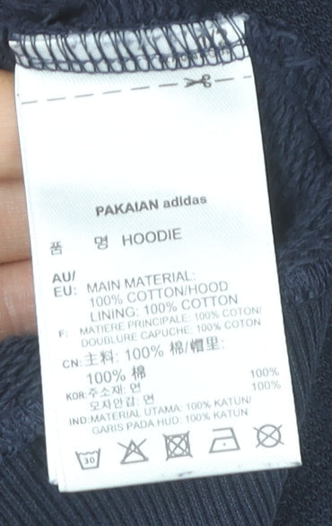 Adidas Womens Blue Cotton Pullover Hoodie Size 10 Long Sleeve