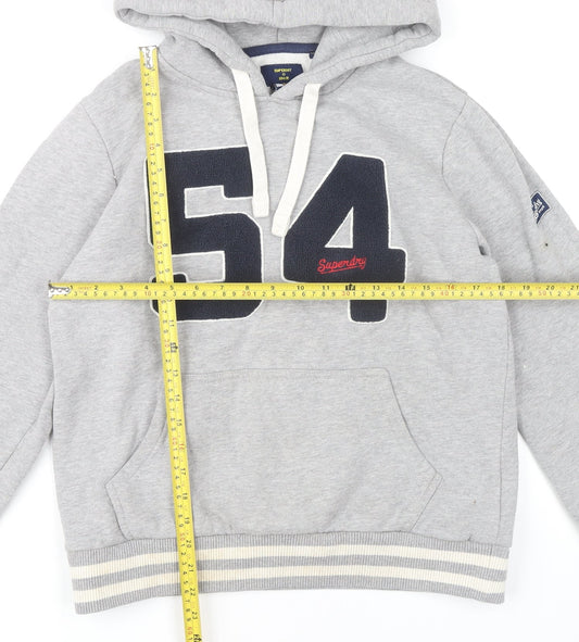 Superdry Womens Grey Pullover Hoodie UK 14 Logo College Style