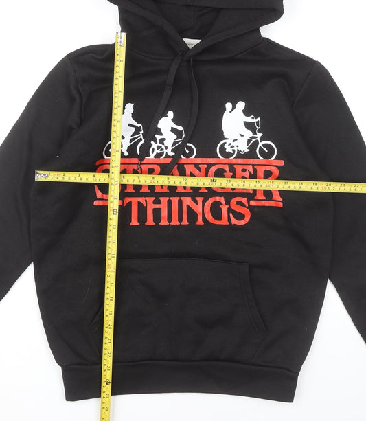 Stranger Things Men’s Black Pullover Hoodie Small Graphic Print