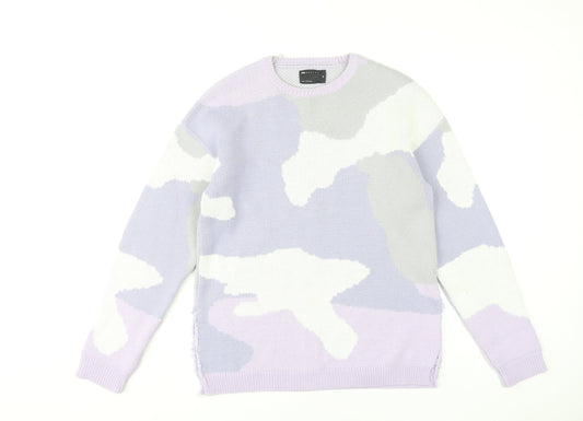 Additional front view of ASOS DESIGN women’s xs multicoloured camouflage crew neck jumper