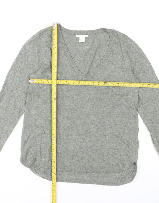 H&M Women’s Grey V-Neck Pullover Jumper XS Regular Fit