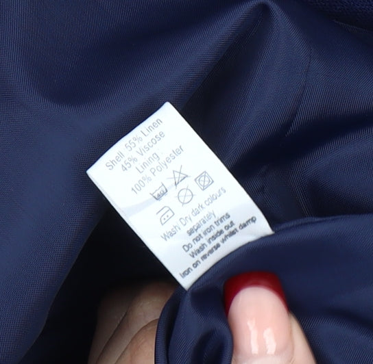 M&Co Women Blue Linen Blend Blazer Jacket Size 14 Regular