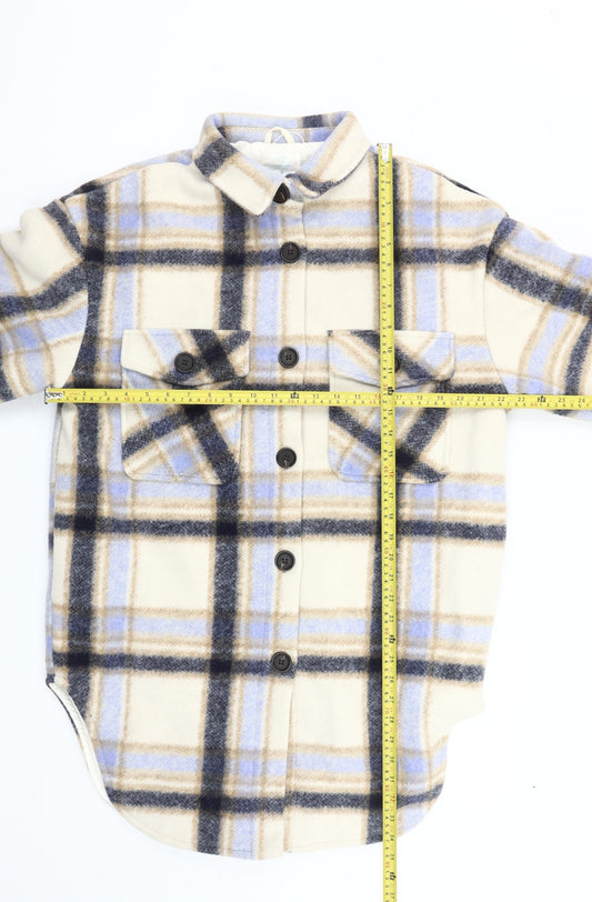 Primark Women’s Beige Blue Check Shacket Jacket Size 10/12
