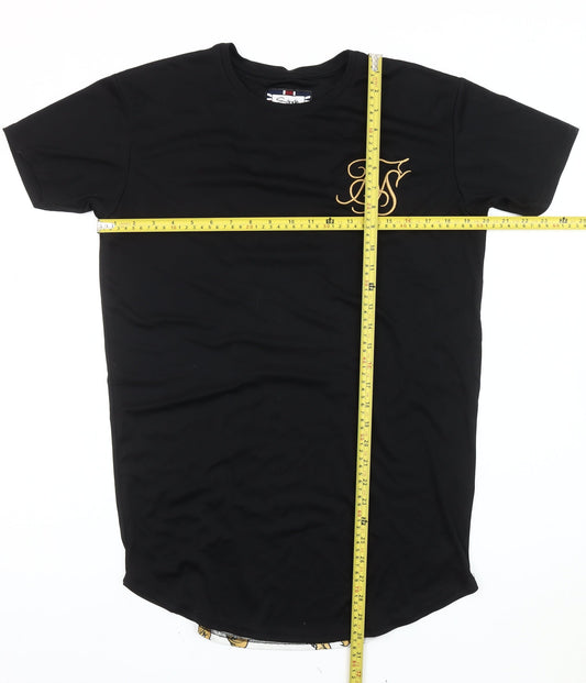 SikSilk Men’s Black Slim Fit Logo T-Shirt Size S Short Sleeve