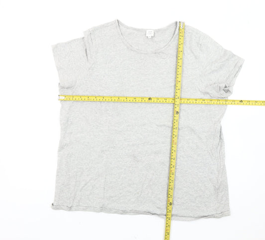 John Lewis Women Grey Size 18 Basic Cotton Short Sleeve T-Shirt