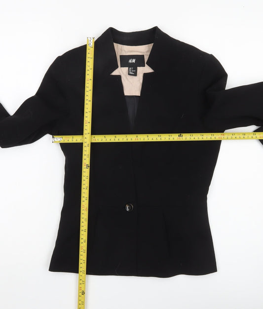 H&M Women's Black Tailored Blazer Size 6 One Button Jacket