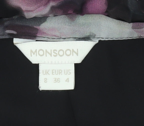 Monsoon Women’s Black Floral Pleated Midi Skirt Size 8