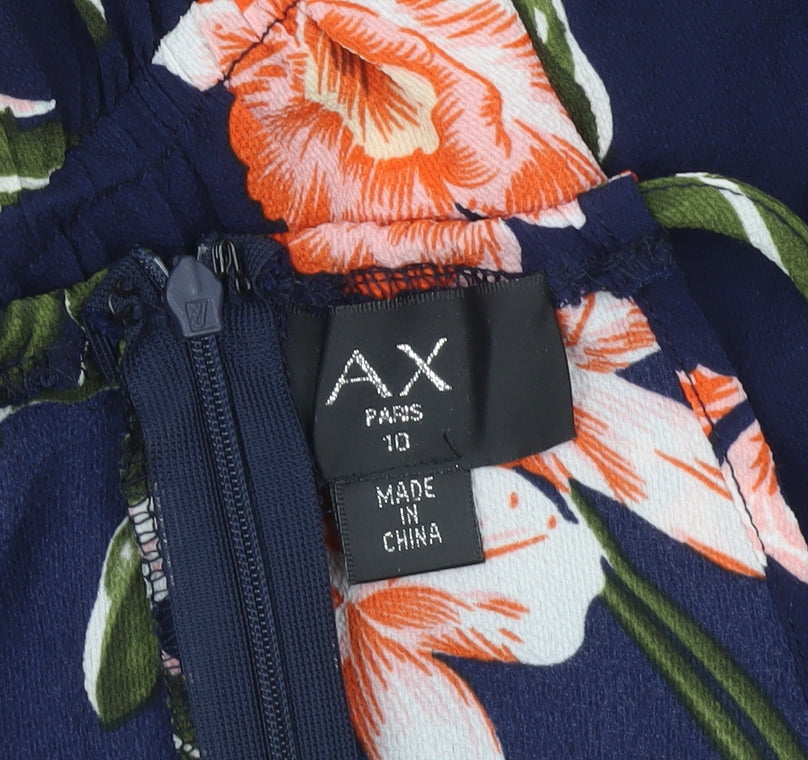 AX Paris Womens Blue Floral Halter Neck Sleeveless Playsuit Size 10