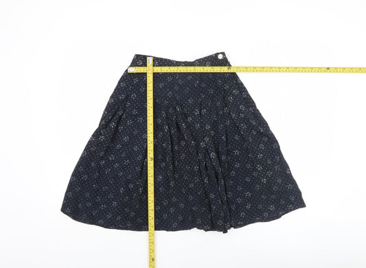 Jaeger Women’s Blue Floral Silk A-Line Knee Length Skirt Size 10