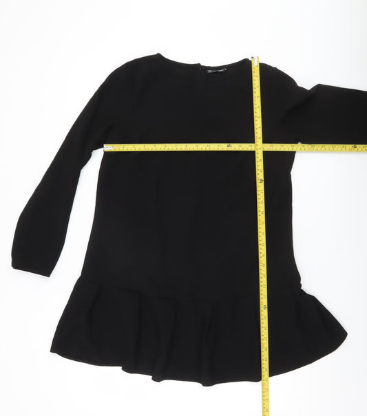 ASOS DESIGN Women’s Black Shift Dress Size S Long Sleeve Crew Neck