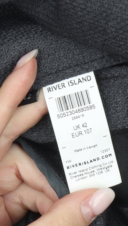 Mens UK Size 42 River Island Regular Grey Suit Jacket