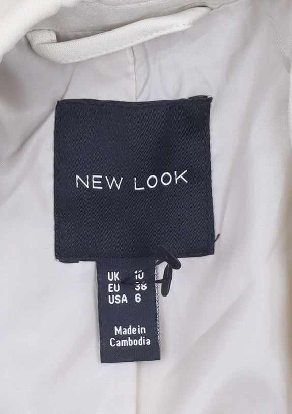 New Look Women Beige Blazer UK 10 Regular Fit Single Breasted