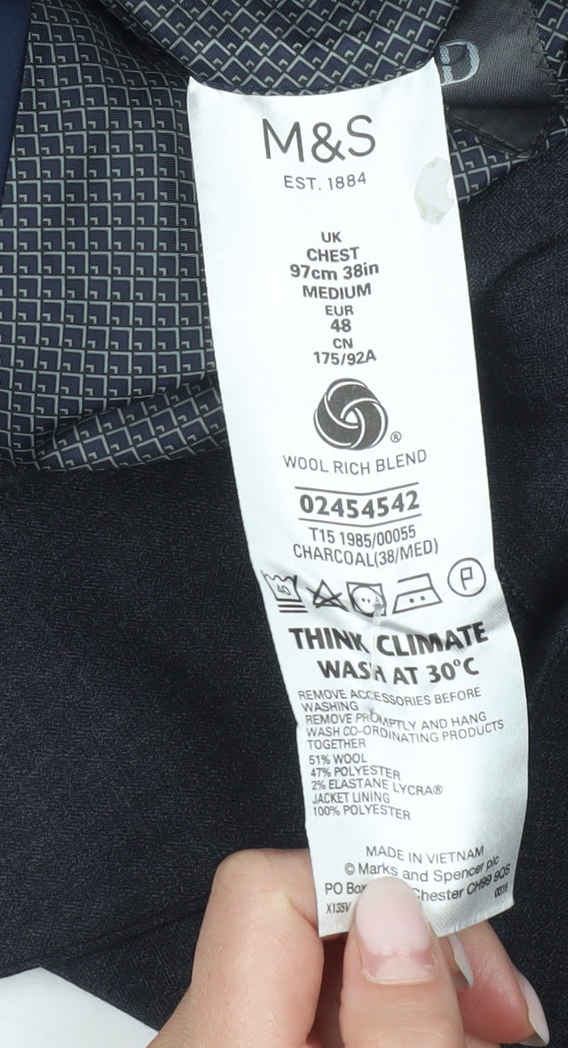 Mens UK Size 38 Marks and Spencer Regular Grey Suit Jacket
